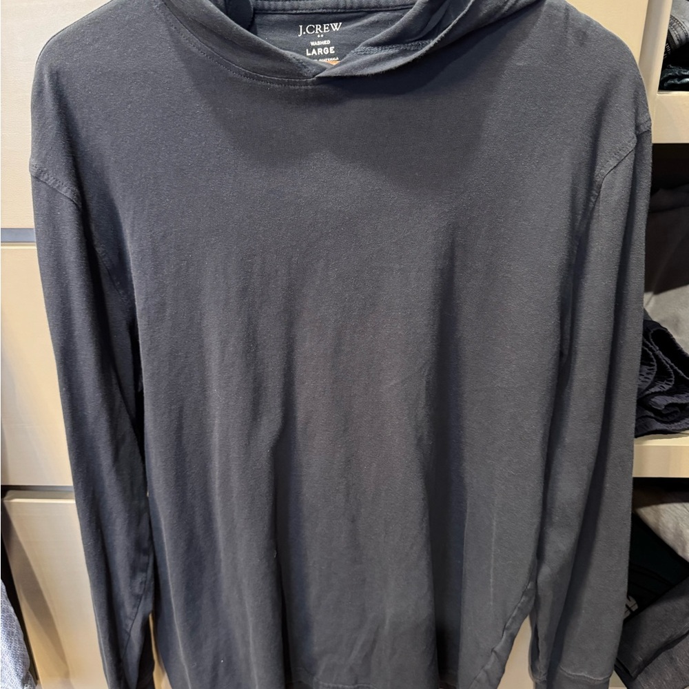J. Crew Men's Charcoal Long Sleeve hooded Tee